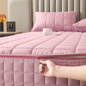 Housse de <span class=keywords><strong>matelas</strong></span> matelassée à grille large, entièrement enveloppante sur 6 côtés, avec fermeture éclair, pour lit simple, double, queen et king size - Product Image 1