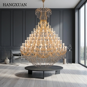 Lámpara de Araña de Cristal Dorado de Gran Tamaño, Estilo Europeo Moderno, Personalizada para Proyectos Hoteleros, Lámpara de Araña de Cristal K9 de Lujo, Estilo María <span class=keywords><strong>Teresa</strong></span> - Product Image 1