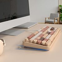 Teclado de Computadora con Cable OEM ODM, Teclas Redondas, Estilo Retro de Máquina de Escribir, Tamaño Completo, USB Plug and Play para Laptop y Escritorio