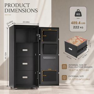 TIGERKING Archivador ignífugo <span class=keywords><strong>de</strong></span> 2 horas con 4 cajones, tamaño legal, teclado digital, puerta <span class=keywords><strong>de</strong></span> 110 mm <span class=keywords><strong>de</strong></span> grosor, resistente, capacidad <span class=keywords><strong>de</strong></span> 489 lb - Product Image 3