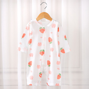 <span class=keywords><strong>Combinaison</strong></span> à manches courtes d'été mignonne pour garçons filles barboteuse 100% coton avec motif de dessin animé costume de ramper fendu <span class=keywords><strong>pyjama</strong></span> mince complet - Product Image 1