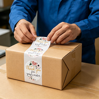 Autocollants ronds de remerciement, étiquettes adhésives florales de remerciement pour l'emballage de cadeaux, les mariages et la fermeture des colis pour petites entreprises