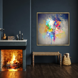 Modern Wall Decor: Printed <b>Canvas</b> Art with Vibrant, Colorful Lightbulb Design,GOLD <b>FRAMED</b> <b>CANVAS</b> - Product Image 3