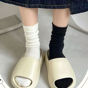 White Women's Slouch <b>Socks</b> Mid Calf Solid Color Thin <b>Long</b> Tube One Size Fits All - Product Image 2