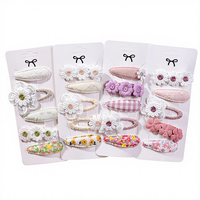 Ensemble de pinces à cheveux BB à fleurs vintage européennes et américaines, imprimées, accessoires pour cheveux, tous les jours, assortis à tout, pinces à cheveux en tissu mignonnes
