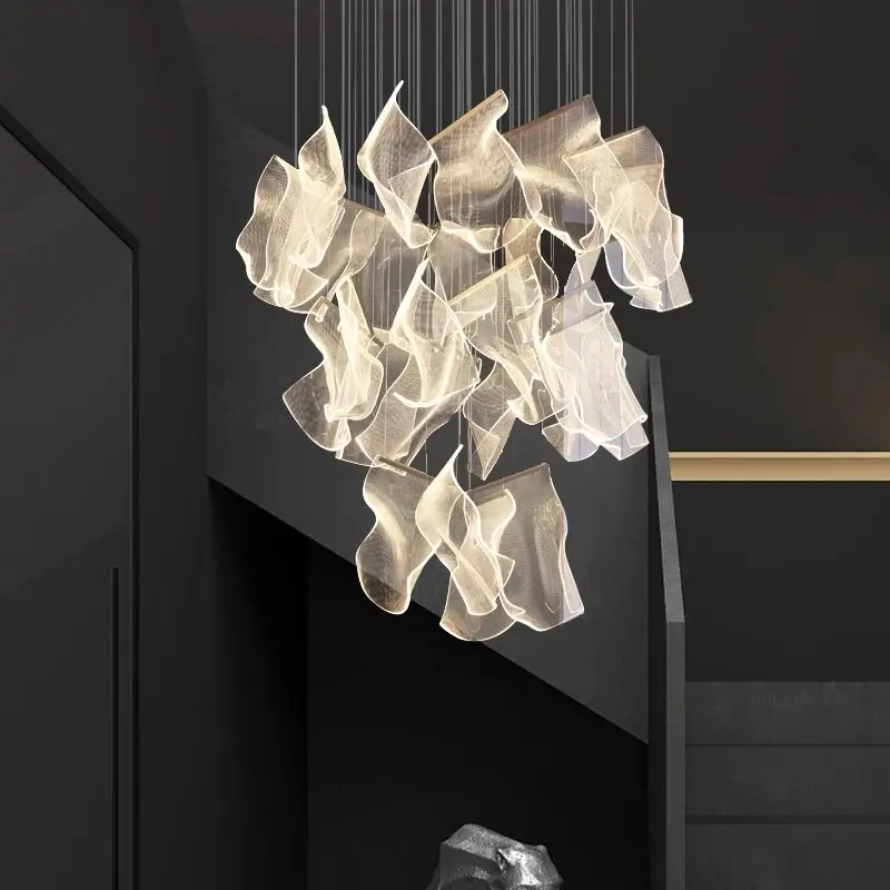Lustre personnalisé créatif suspension acrylique suspension pour salon villa escalier