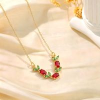Kalung Unisex Gaya Klasik dengan Rantai Baja Anti Karat, Liontin Bunga Berlapis Emas dengan Zirkon Penuh