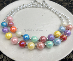 Nueva Venta caliente bebé niñas AB colorido macarrón <span class=keywords><strong>Bubblegum</strong></span> cuentas collar 16mm grueso cuentas joyería para fiesta regalo al por mayor - Product Image 4