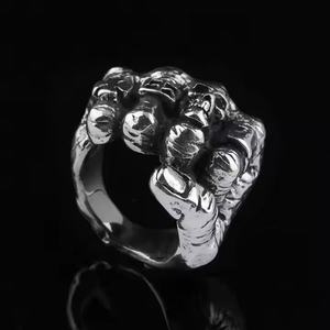 Anillos Personalizados de Joyería Vintage Punk con Diseños de Animales para Hombre: Águila, Dragón, Cruz, Espíritu, Araña. Anillo Abierto Ajustable al por Mayor. - Product Image 4