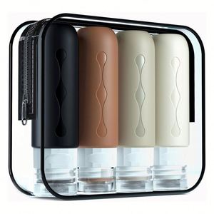 Ensemble de bouteilles en plastique anti-fuite avec logo personnalisé, kit approuvé de bouteilles de voyage en silicone pour articles de toilette - Product Image 1