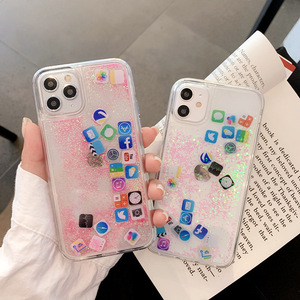 Funda de arena movediza para <span class=keywords><strong>iPhone</strong></span> 11, 12 Pro Max, carcasa rígida líquida para <span class=keywords><strong>iPhone</strong></span> 6, 7, 8 Plus, X, XR, XS, aplicaciones bonitas, icon - Product Image 4