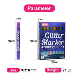 Marqueurs métallisés à paillettes avec double embouts 16 couleurs de paillettes Marqueur à pointe ronde pour livres de coloriage pour enfants - Product Image 6