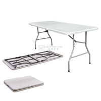 Table ronde pliante d'extérieur pour banquet, capacité de 10 personnes, en plastique HDPE durable, table à manger pour la maison, pour mariage, événement, fête