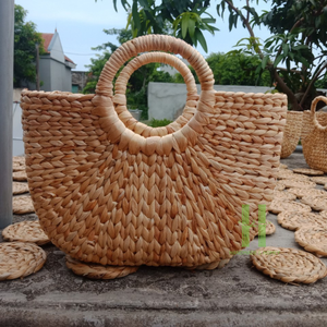 <b>Boho</b> Vintage <b>Handbag</b> Beige Water Hyacinth Bag <b>Boho</b> Straw <b>Handbag</b> Summer Beach Bag From HNH Craft Vietnam - Product Image 3