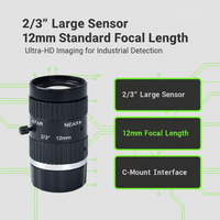 Lente de Cámara de Visión Artificial de Alto Rendimiento con Montura C de Enfoque Fijo de 10MP, 2/3" 12mm F2.8-F16, Formato Completo, en Oferta
