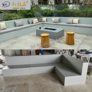 New Magic Stone Grc Modern Curved Bench 3Cm Thickness Corrosion Resistant Patio Seating - Product Image 2