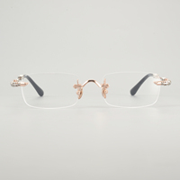 Lunettes Crowstar en Acétate et Titane, Monture Rétro Carrée Sans Cadre, Perforées, Tendance, Unisexe, Ultra-Légères, Géométriques, Diamantées