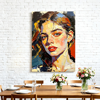 Peinture à l'huile abstraite moderne de portrait féminin, texture prononcée, peinte à la main, pour la décoration murale du bureau et de la chambre.