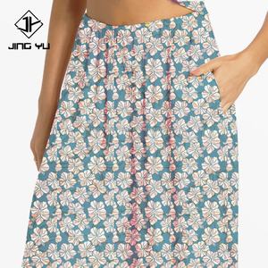 Pantalones Largos Anchos con Estampado Tropical de Verano para Mujer, Mono Hawaiano Personalizado - Product Image 3