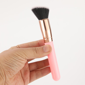 Rounded <b>Foundation</b> Brush Soft Synthetic Bristles Black Handle Rose Gold Ferrule Airbrush Base Tool - Product Image 2