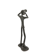 Vintage Cast Iron Abstract Trumpet Figure Sculpture Brass Instrument Collection Gift Home Office Desk Decoration Ornament