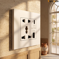 Prise murale USB industrielle universelle blanche 18W Type-C à charge rapide intelligente avec panneau en verre trempé et interrupteurs 1/2 voies 16A (norme UK)
