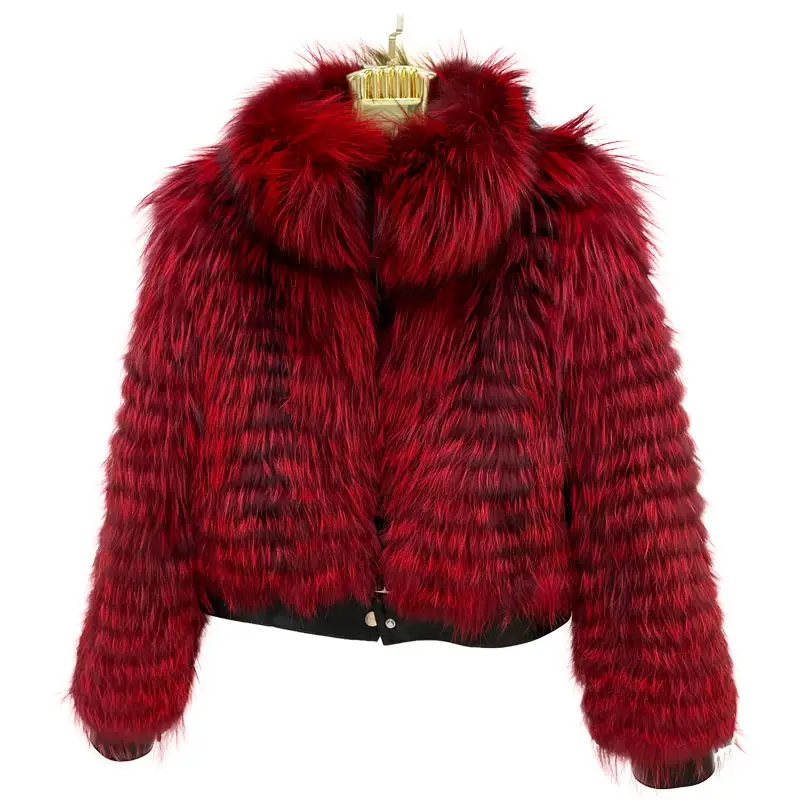 Customizable Factory Wholesale Short Style Stand-up Collar Women's Striped Real Silver Fox Fur Jacket For Autumn And Winter