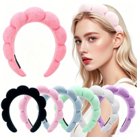 Headband Rias Wajah Bergaya untuk Wanita Modis, Bahan Terry Cloth, Aksesoris Rambut Wanita, Headband Spons Spa, untuk Mencuci Muka, Merek MW