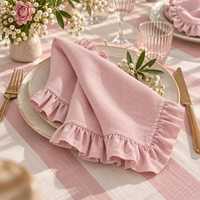 Serviettes de table en lin et coton à volants, couleur unie, résistantes aux taches, pour décoration de table de mariage style ferme, vente en gros