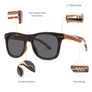 Gafas de sol con montura de madera, unisex, UV400, lentes polarizadas TAC, diseño cuadrado para protección solar, viajes, conducción, W3097 - Product Image 4