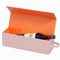 Boîte cadeau pour vin en carton premium recyclable avec laminage brillant magnétique pliable, ruban, 1 pièce, emballage pour spiritueux pour mariage
