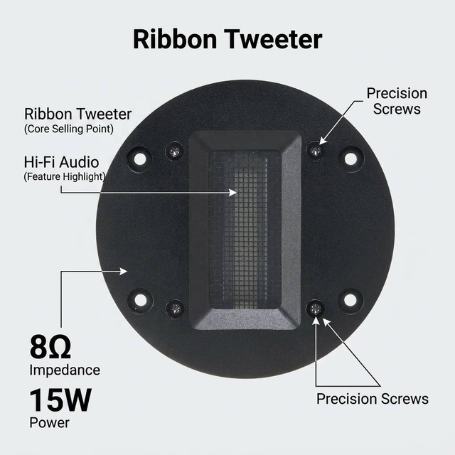 High-Fidelity Round Ribbon Tweeter 8 Ohm 15W Neodymium Magnet Aluminum Foil Diaphragm Speaker Driver Unit for Hi-Fi Audio