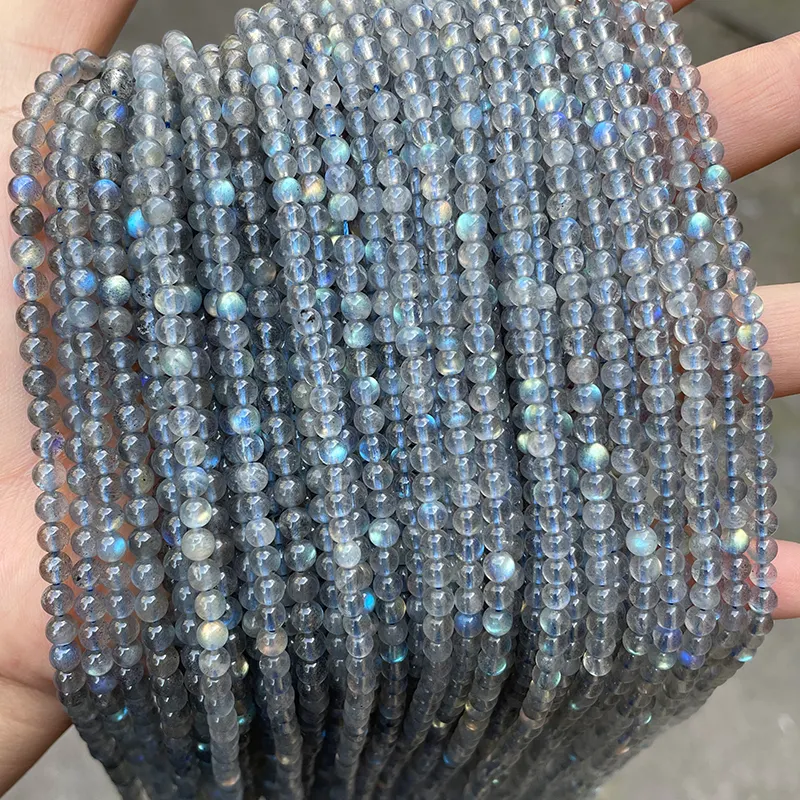 Grade A Natural Labradorite Round Loose Beads Gray Moonstone Beads For Jewelry Making DIY Bracelet Necklace