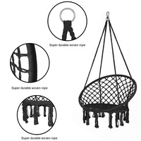 Meilleure vente de chaise balançoire suspendue en macramé noir sûre et portable pour enfants et adultes pour une utilisation intérieure et extérieure dans le salon