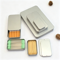 Boîtes en métal avec couvercle coulissant argenté, mini-contenants de rangement pour écouvillons, cure-dents, cigarettes et petits accessoires
