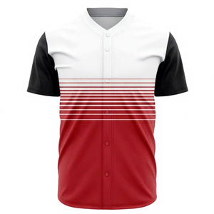 Camiseta de Béisbol para Hombre, Manga Corta, Diseño a Rayas con Bloques de Color, Cierre de Botones, Absorbe la Humedad, Poliéster, Uso Regular en Ropa Deportiva - Product Image 1