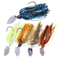 Leurre de pêche Chatterbait à lame hexagonale vibrante, jupe en silicone, tête lestée, hameçon simple, pour achigan, brochet, musky, poisson-serpent