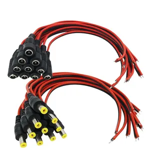 连接器插孔插头电缆电源DC 2针公插头5.5 x 2.1毫米扁平连接器DC电缆扁平电缆