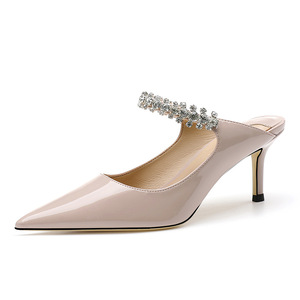 รองเท้าส้นสูงสตรีหนังลูกวัวหรูหราเคลือบเมทัลลิก ดีไซน์ส้นเข็มเงางาม เหมาะสำหรับงานปาร์ตี้วันหยุด งานฉลองปีใหม่ - Product Image 1