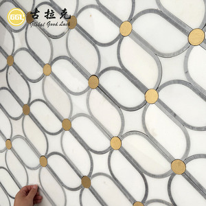 Mosaico de Mármol Blanco Chino de Lujo con Puntos de Latón para Paredes, Pisos y Decoración Interior Moderna de Hoteles y Hogares a Buen Precio - Product Image 2