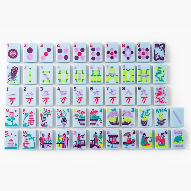 Luxury Modern American Blue Acrylic Mahjong Tiles Custom Color 160pcs Durable Eco-Friendly Foldable Portable Hand-Painted Gift