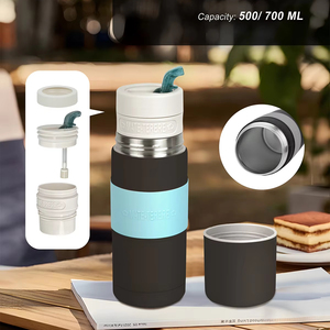 Bouteille isotherme sous vide en acier inoxydable 500ml 700ml 1000ml avec filtre à thé et paille – Isolation thermique de plus de 24 heures - Product Image 1