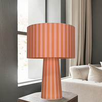 Outil d'étude de lecture moderne pour la maison, lampe de table en tissu à motif de nervure orange, culot d'ampoule E14, alimentation électrique pour salles de lecture