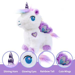 Mor <span class=keywords><strong>Unicorn</strong></span> peluş geri dönüşümlü pullu evcil hayvan taşıyıcı çanta Sparkle küçük kızlar için yumuşak doldurulmuş hayvan taşıyıcı oyuncak çanta - Product Image 4