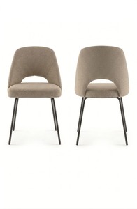 Silla Moderna Contemporánea AIRPORT con Silueta Abrazadora, Tapizada en Tela Marrón, Patas de Metal Negro, Mueble para el Hogar, Comedor y Uso Diario - Product Image 2