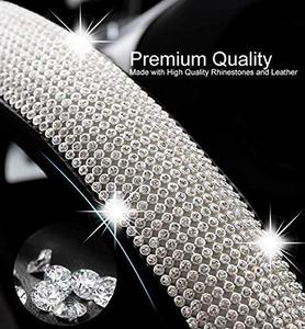 Vente chaude pour la taille 15 pouces anti-dérapant respirant fabricant personnalisé Bling Bling diamant cuir pvc couverture de <span class=keywords><strong>volant</strong></span> de voiture - Product Image 6