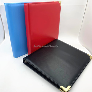 Biểu tượng tùy chỉnh 3-ring chất kết dính A4 Kích thước PU da thư mục tập tin màu xanh giả da kinh doanh padfolio danh mục đầu tư - Product Image 6