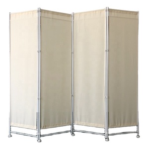 Vải Trắng 4 Tấm Phân Vùng Phòng Vách Ngăn Gấp Màn Hình Riêng Tư - Product Image 1