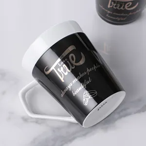 PITO Chaoan Factory Wholesale Custom LOGO Lovers Birthday's Anniversary White AND Black Bone China Coffee Couple Cup Gift Set