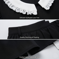 Ensemble 2 pièces pour femmes, haut court à col en dentelle et manches bouffantes, jupe mini, ensemble 2 pièces pour femmes, tenue élégante décontractée, OEM
